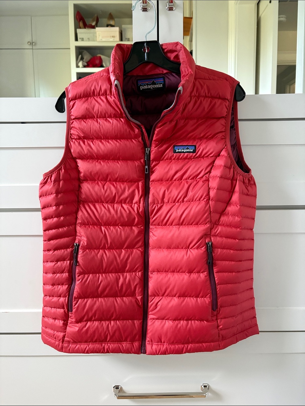 Patagonia Women's Coral-Red Quilted Down Vest